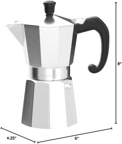 Bellemain Stovetop Espresso Maker Moka Pot (White, 3 Cup)
