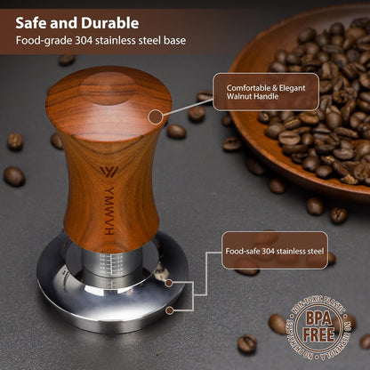 Espresso Tamper 53.3mm with 20lb/30lbs Replacement Springs Tamper Black, Professional Barista Coffee Tamper With 100% Stainless Steel Ripple Base, Compatible with Breville 54mm Portafilter