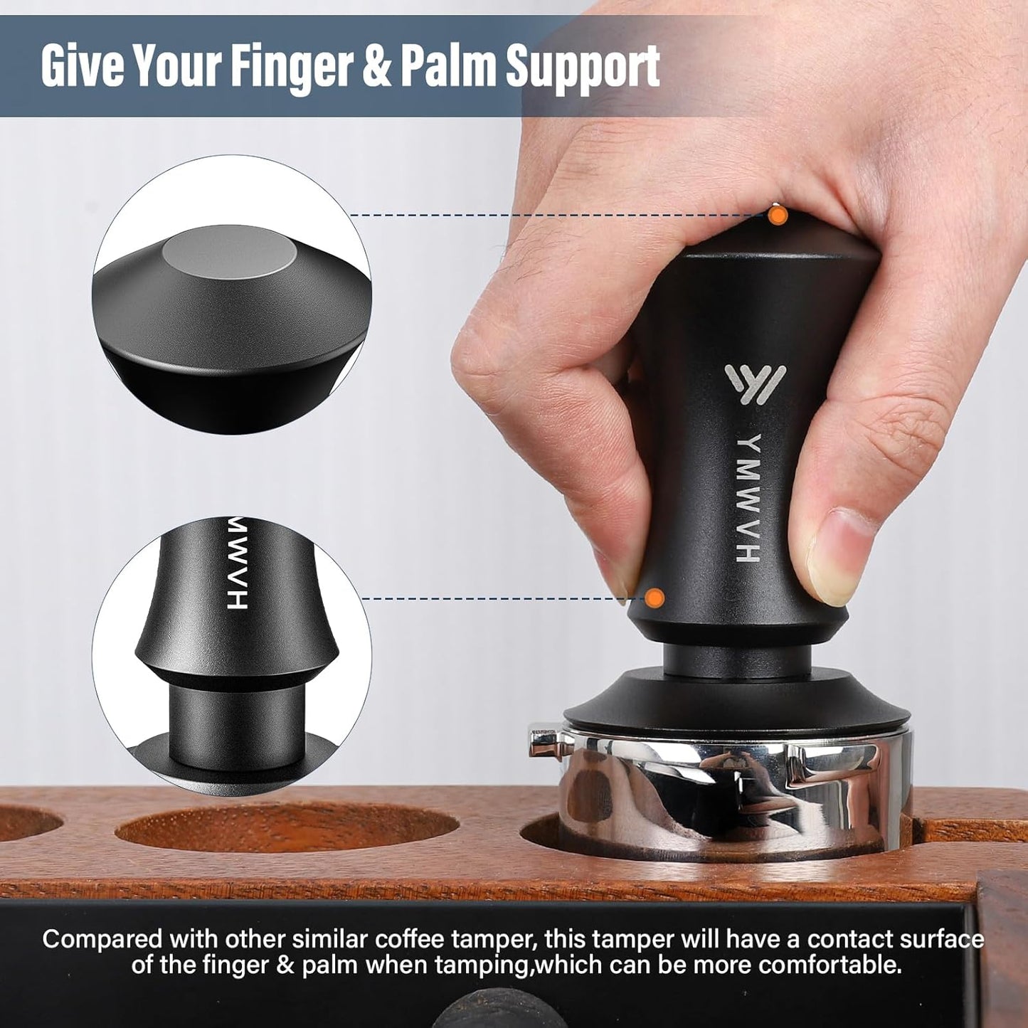 Espresso Tamper 53.3mm with 20lb/30lbs Replacement Springs Tamper Black, Professional Barista Coffee Tamper With 100% Stainless Steel Ripple Base, Compatible with Breville 54mm Portafilter