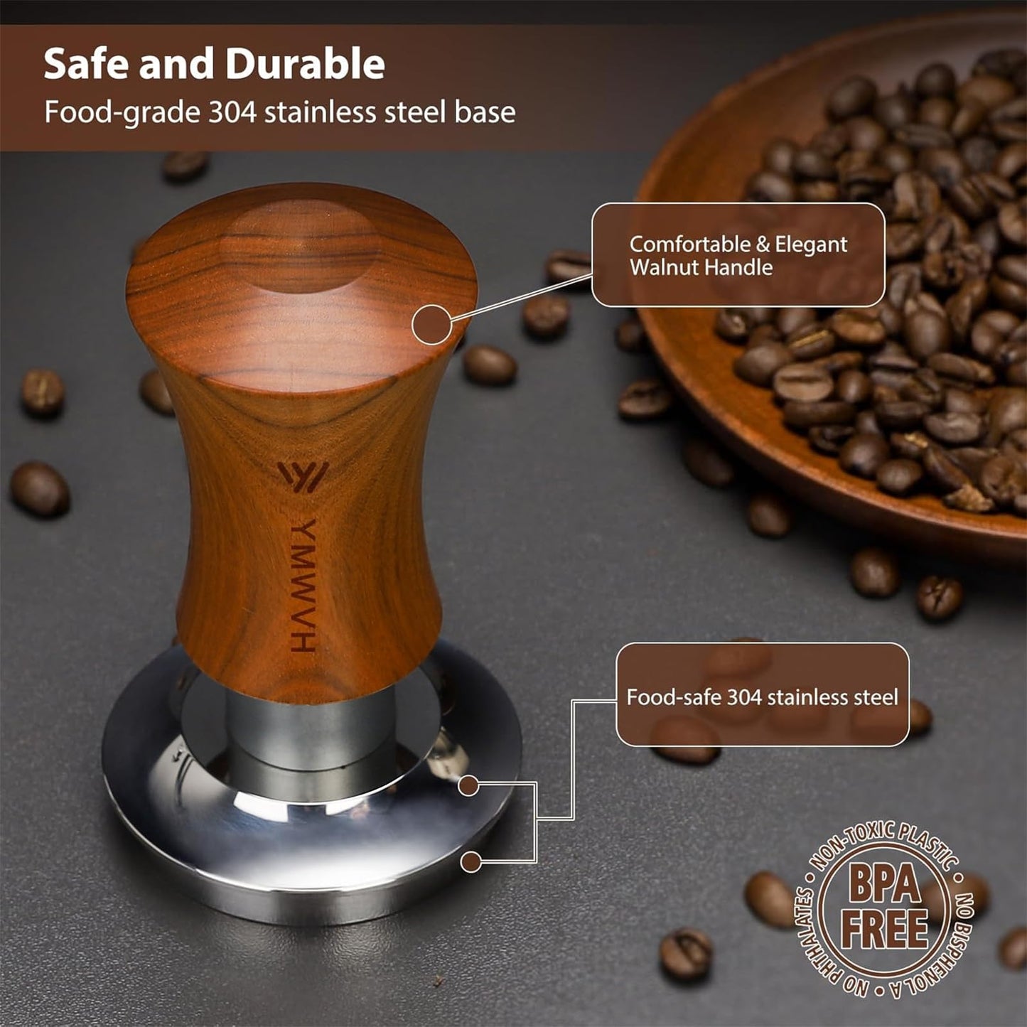 Espresso Tamper 53.3mm with 20lb/30lbs Replacement Springs Tamper Black, Professional Barista Coffee Tamper With 100% Stainless Steel Ripple Base, Compatible with Breville 54mm Portafilter