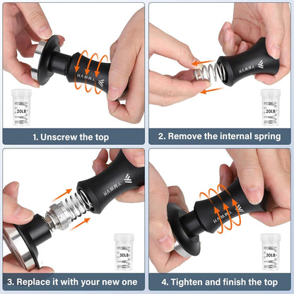 Espresso Tamper 53.3mm with 20lb/30lbs Replacement Springs Tamper Black, Professional Barista Coffee Tamper With 100% Stainless Steel Ripple Base, Compatible with Breville 54mm Portafilter