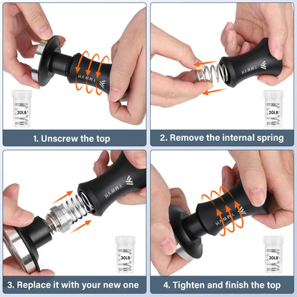 Espresso Tamper 53.3mm with 20lb/30lbs Replacement Springs Tamper Black, Professional Barista Coffee Tamper With 100% Stainless Steel Ripple Base, Compatible with Breville 54mm Portafilter