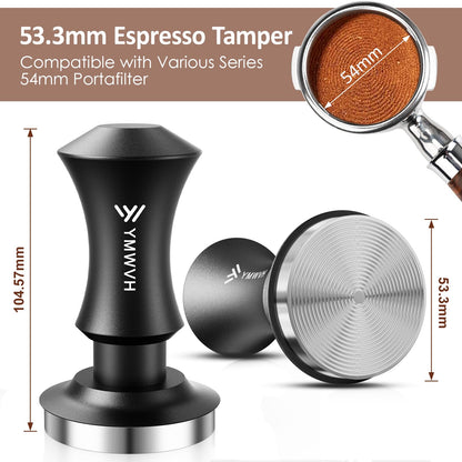 Espresso Tamper 53.3mm with 20lb/30lbs Replacement Springs Tamper Black, Professional Barista Coffee Tamper With 100% Stainless Steel Ripple Base, Compatible with Breville 54mm Portafilter
