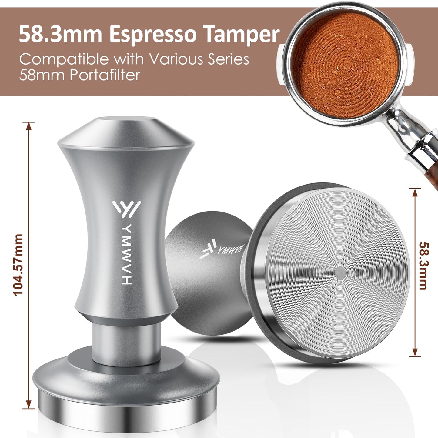 Espresso Tamper 53.3mm with 20lb/30lbs Replacement Springs Tamper Black, Professional Barista Coffee Tamper With 100% Stainless Steel Ripple Base, Compatible with Breville 54mm Portafilter