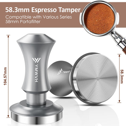 Espresso Tamper 53.3mm with 20lb/30lbs Replacement Springs Tamper Black, Professional Barista Coffee Tamper With 100% Stainless Steel Ripple Base, Compatible with Breville 54mm Portafilter