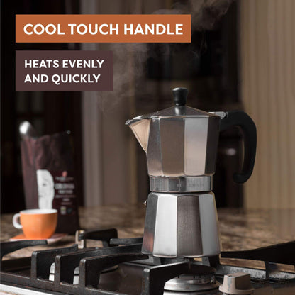 Bellemain Stovetop Espresso Maker Moka Pot (White, 3 Cup)