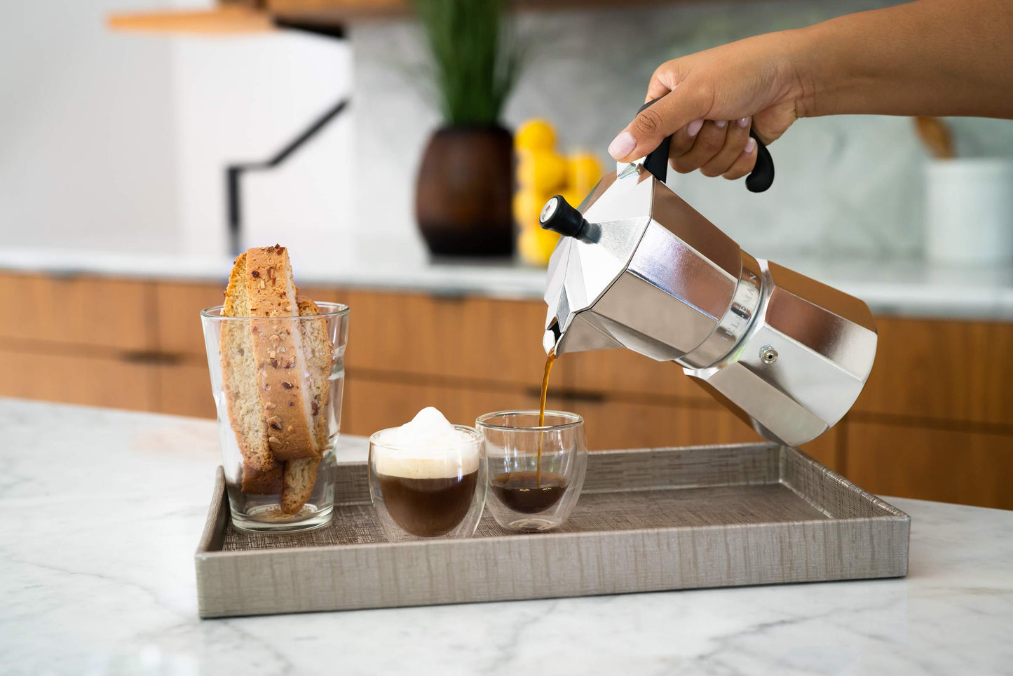 Bellemain Stovetop Espresso Maker Moka Pot (White, 3 Cup)