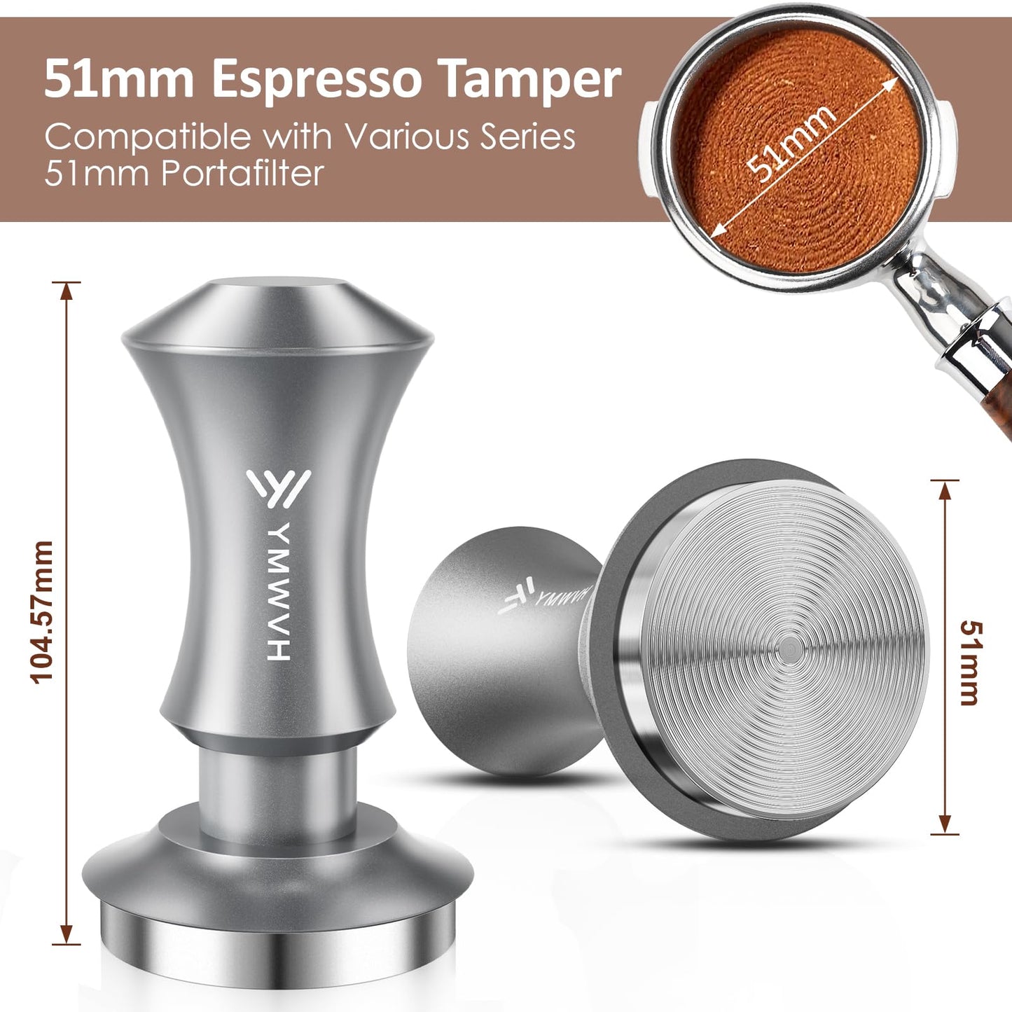 Espresso Tamper 53.3mm with 20lb/30lbs Replacement Springs Tamper Black, Professional Barista Coffee Tamper With 100% Stainless Steel Ripple Base, Compatible with Breville 54mm Portafilter