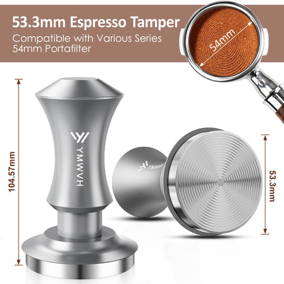 Espresso Tamper 53.3mm with 20lb/30lbs Replacement Springs Tamper Black, Professional Barista Coffee Tamper With 100% Stainless Steel Ripple Base, Compatible with Breville 54mm Portafilter