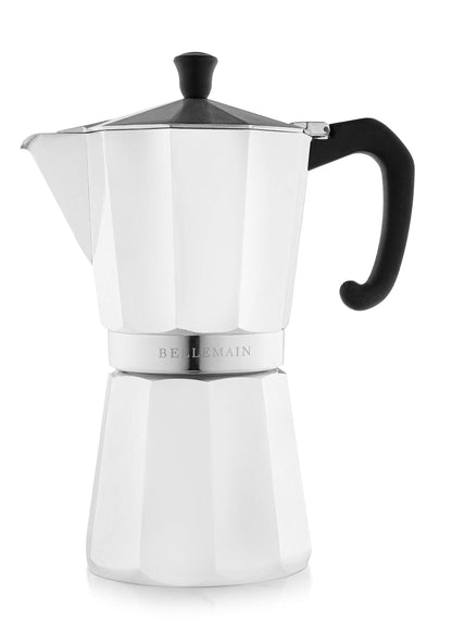 Bellemain Stovetop Espresso Maker Moka Pot (White, 3 Cup)