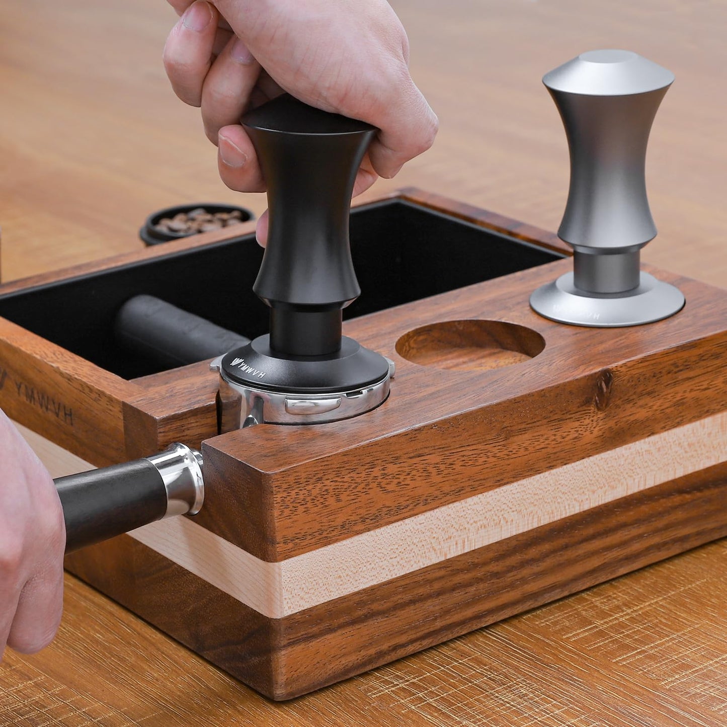 Espresso Tamper 53.3mm with 20lb/30lbs Replacement Springs Tamper Black, Professional Barista Coffee Tamper With 100% Stainless Steel Ripple Base, Compatible with Breville 54mm Portafilter