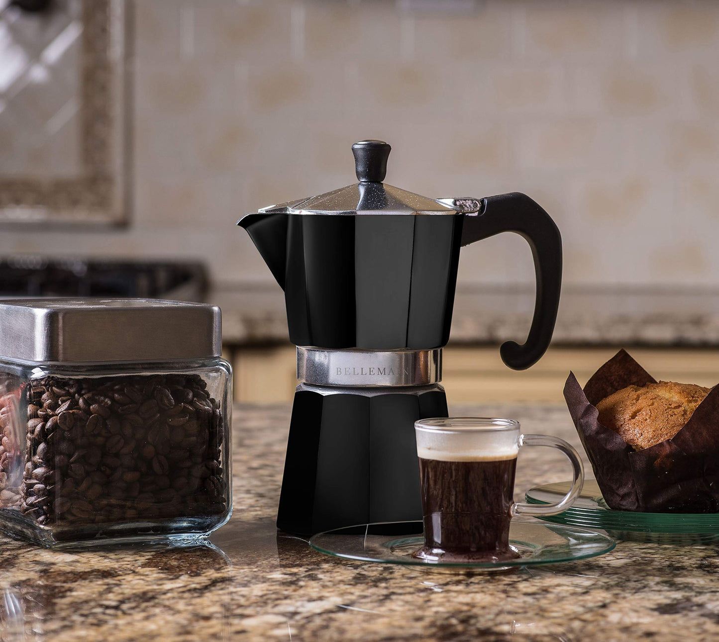 Bellemain Stovetop Espresso Maker Moka Pot (White, 3 Cup)