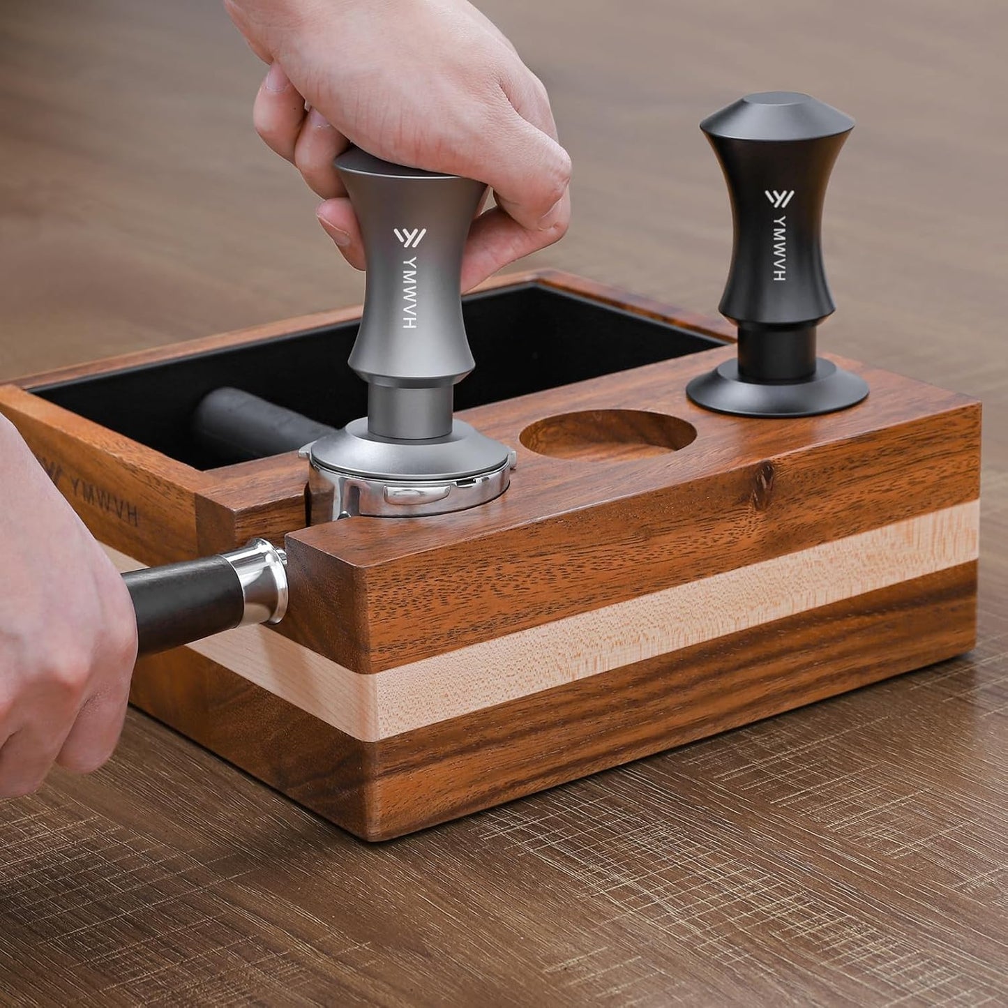 Espresso Tamper 53.3mm with 20lb/30lbs Replacement Springs Tamper Black, Professional Barista Coffee Tamper With 100% Stainless Steel Ripple Base, Compatible with Breville 54mm Portafilter