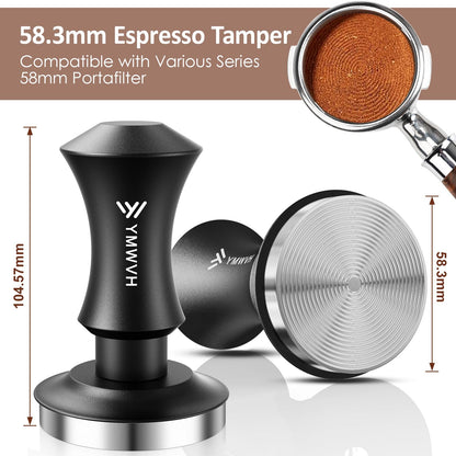 Espresso Tamper 53.3mm with 20lb/30lbs Replacement Springs Tamper Black, Professional Barista Coffee Tamper With 100% Stainless Steel Ripple Base, Compatible with Breville 54mm Portafilter