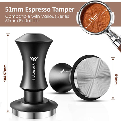 Espresso Tamper 53.3mm with 20lb/30lbs Replacement Springs Tamper Black, Professional Barista Coffee Tamper With 100% Stainless Steel Ripple Base, Compatible with Breville 54mm Portafilter
