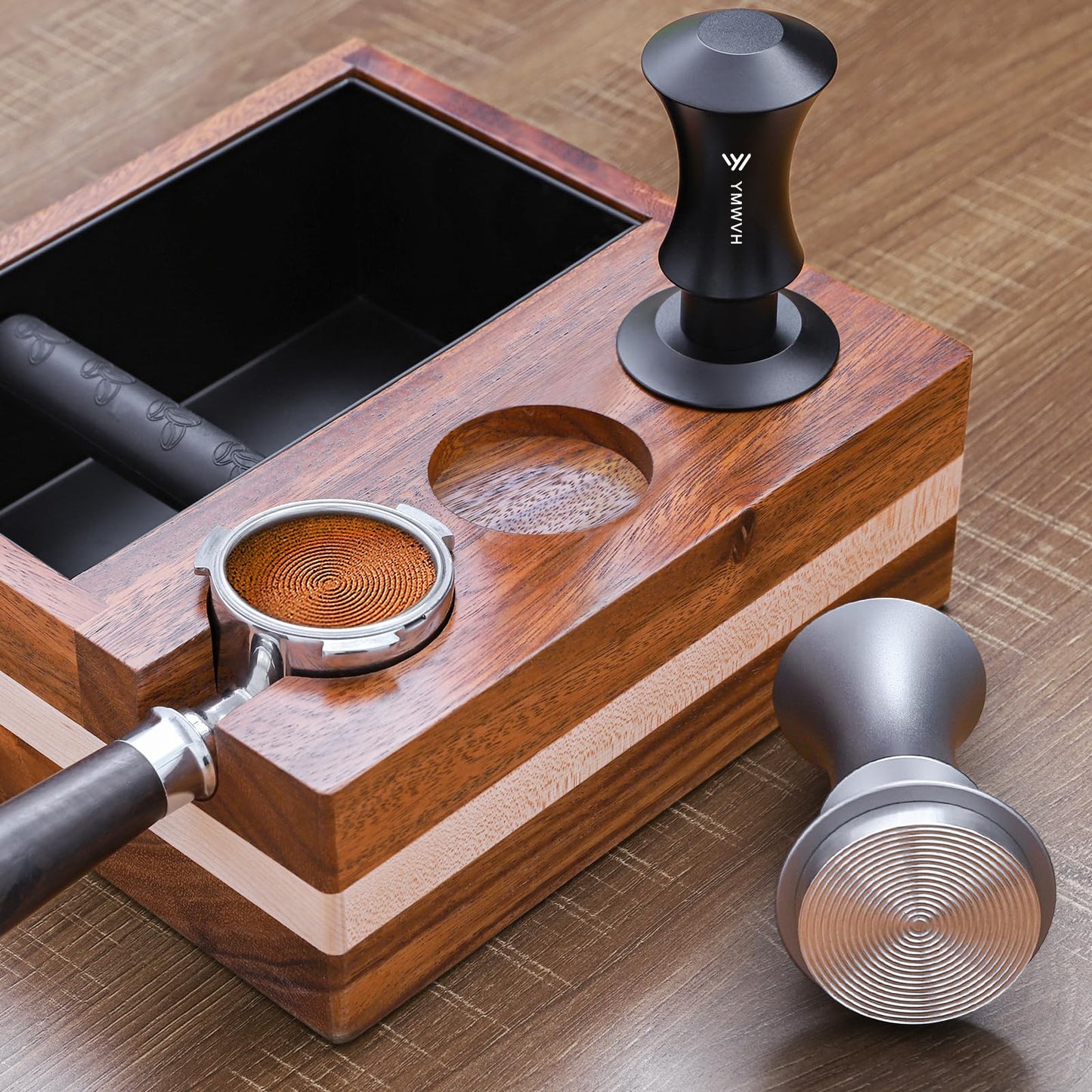 Espresso Tamper 53.3mm with 20lb/30lbs Replacement Springs Tamper Black, Professional Barista Coffee Tamper With 100% Stainless Steel Ripple Base, Compatible with Breville 54mm Portafilter