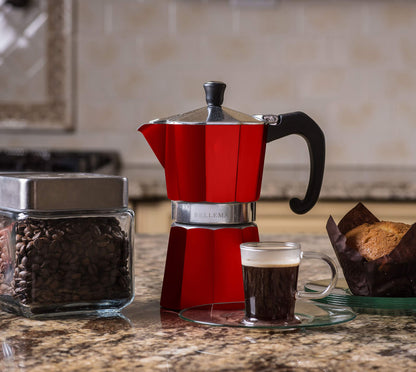 Bellemain Stovetop Espresso Maker Moka Pot (White, 3 Cup)